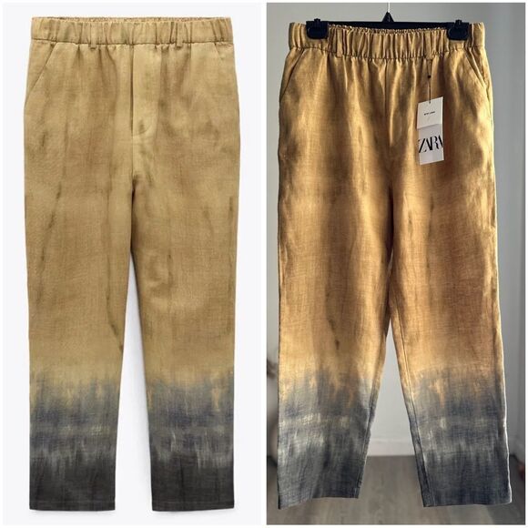 ZARA TIE-DYE LINEN BLEND PANTS NEW - Picture 1 of 6